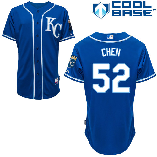 Bruce Chen #52 mlb Jersey-Kansas City Royals Women's Authentic 2014 Alternate 2 Blue Cool Base Baseball Jersey